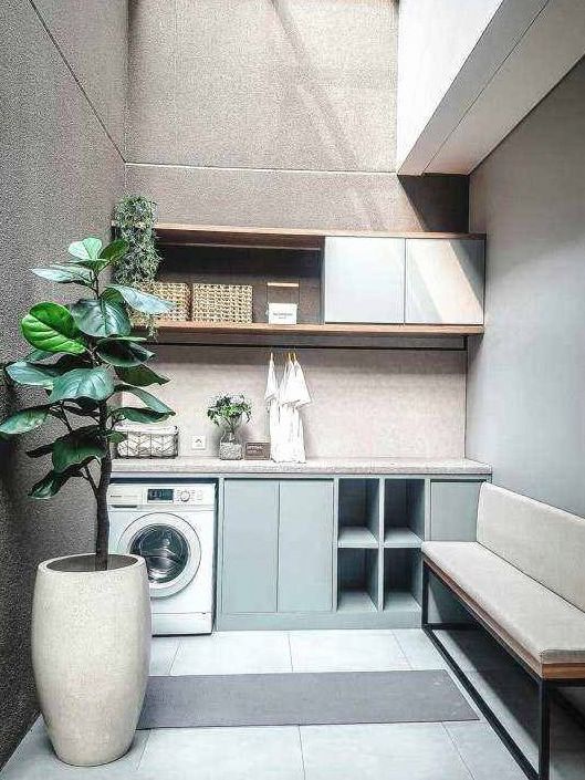 Oak floating shelf in living room